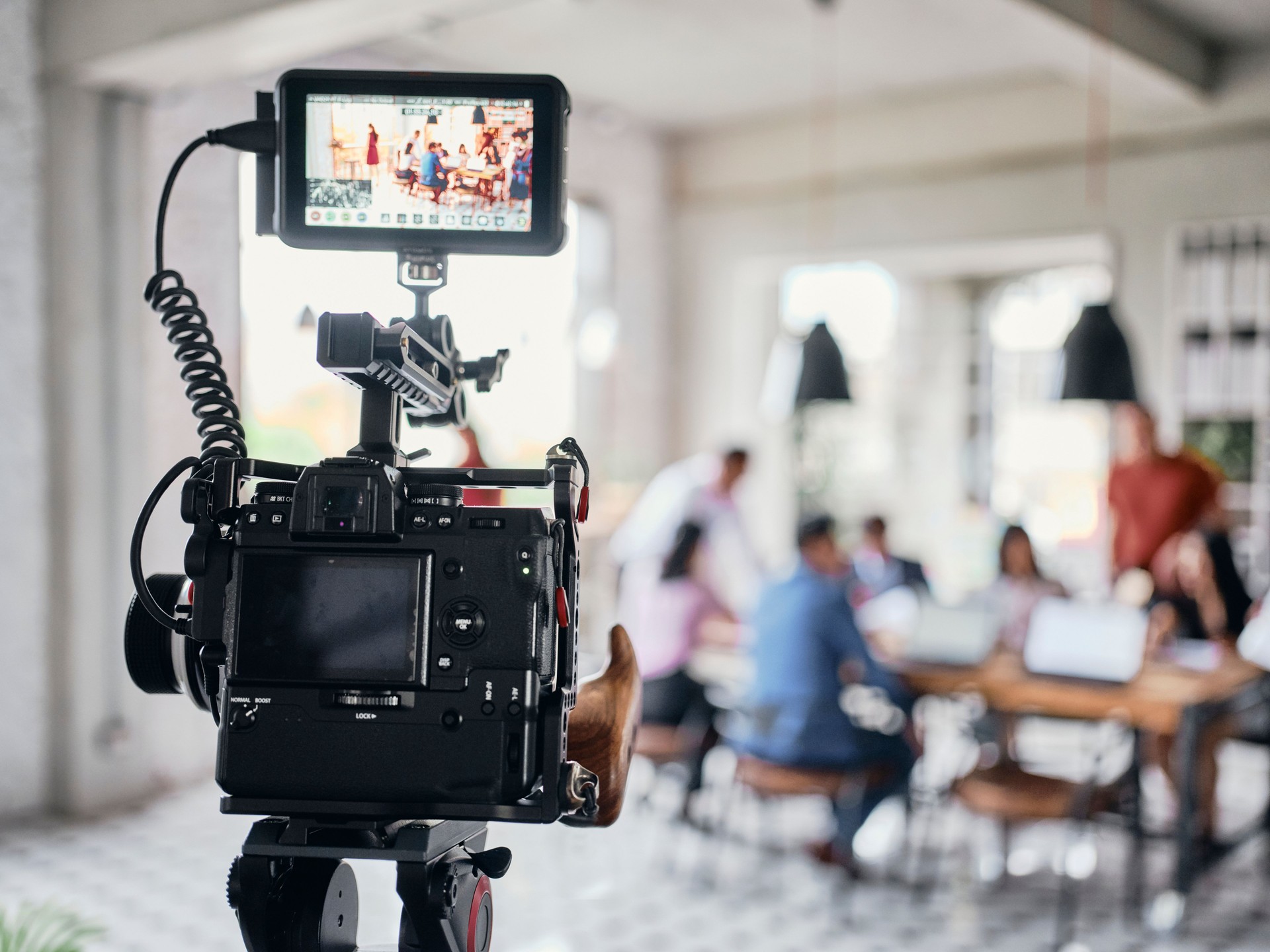 Camera Equipment in a Shared Office Workspace Interior